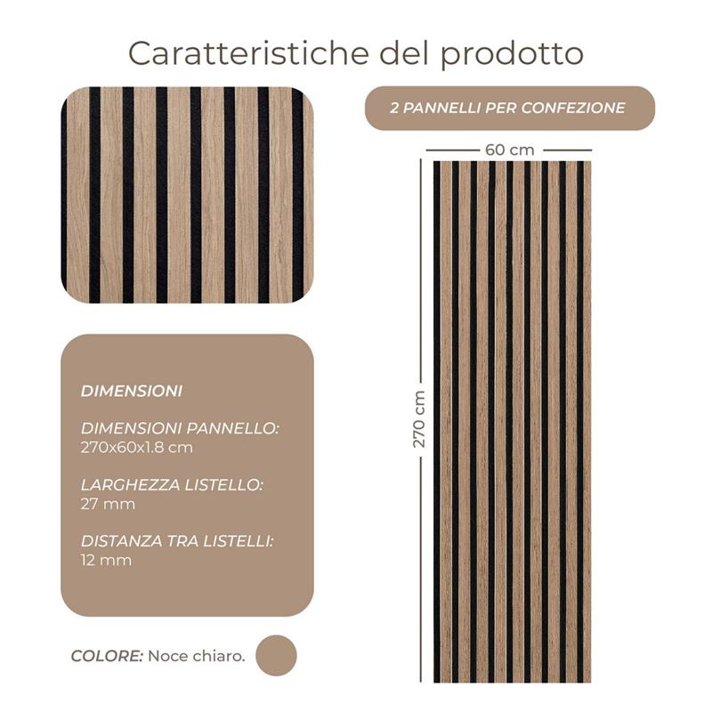 HARMONY - SET 2 PANNELLI FONOASS. NOCE CHIARO - 270X60X1.8