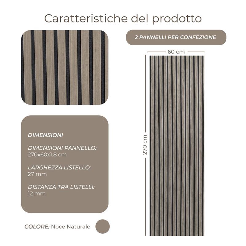 HARMONY - SET 2 PANNELLI FONOASS. NOCE NATUR. 270X60X1.8