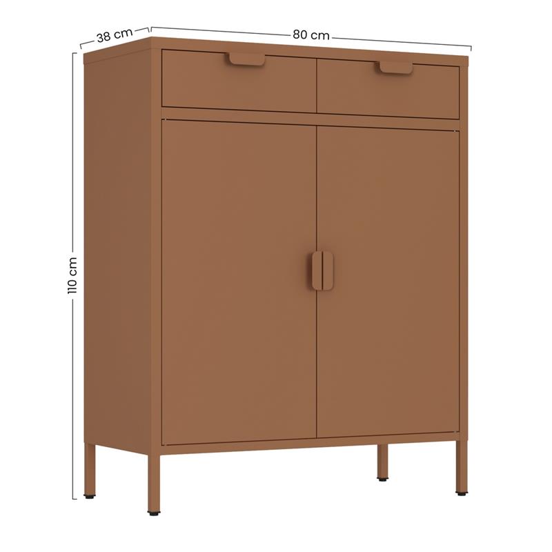 POP CREDENZA 2/A 2/C 80X38X110 CM MATTONE