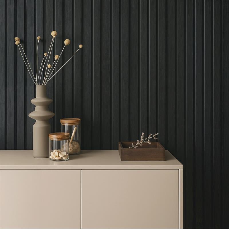 PANNELLO MURALE CANNETTATO SPC 15X290 ROVERE NERO