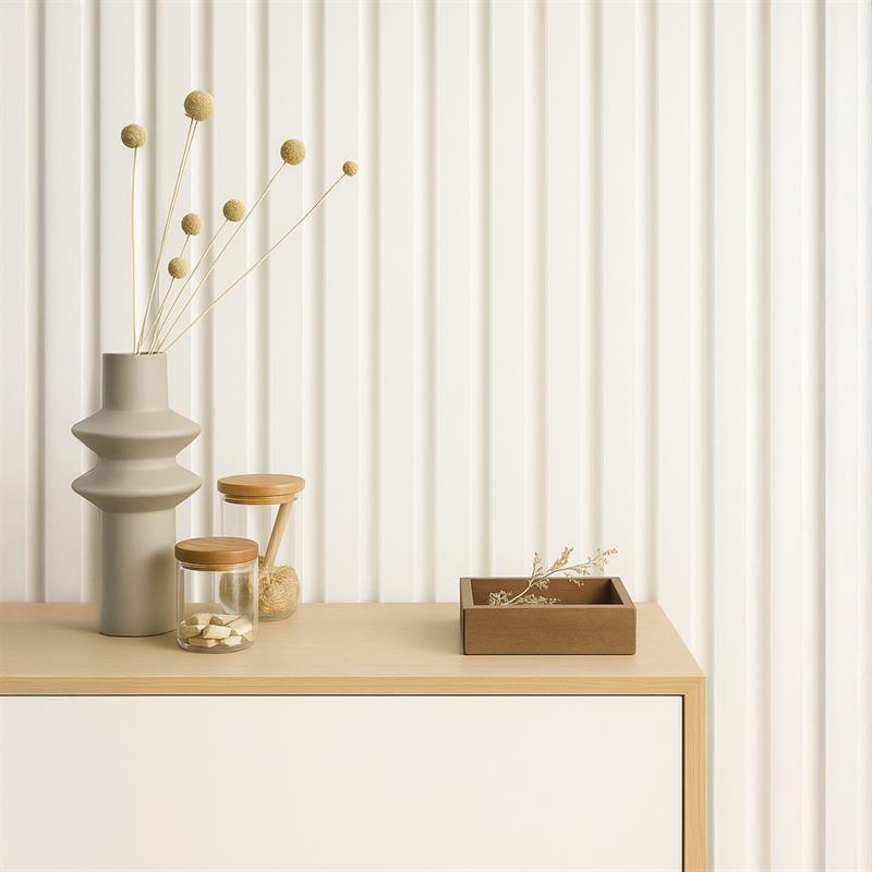 PANNELLO MURALE CANNETTATO SPC 15X290 BIANCO LATTE