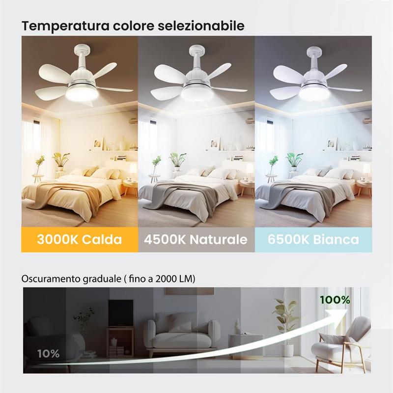 VENTILATORE DA SOFFITTO CON LUCE