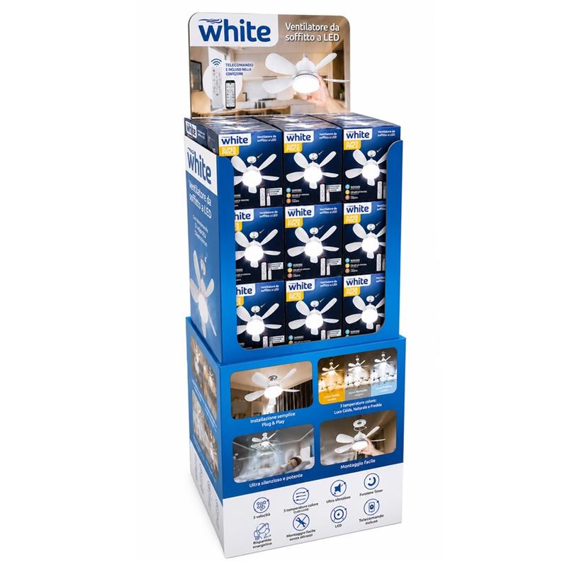 Ventilatore da soffitto con luce LED e telecomando 3 velocità Plastica - White