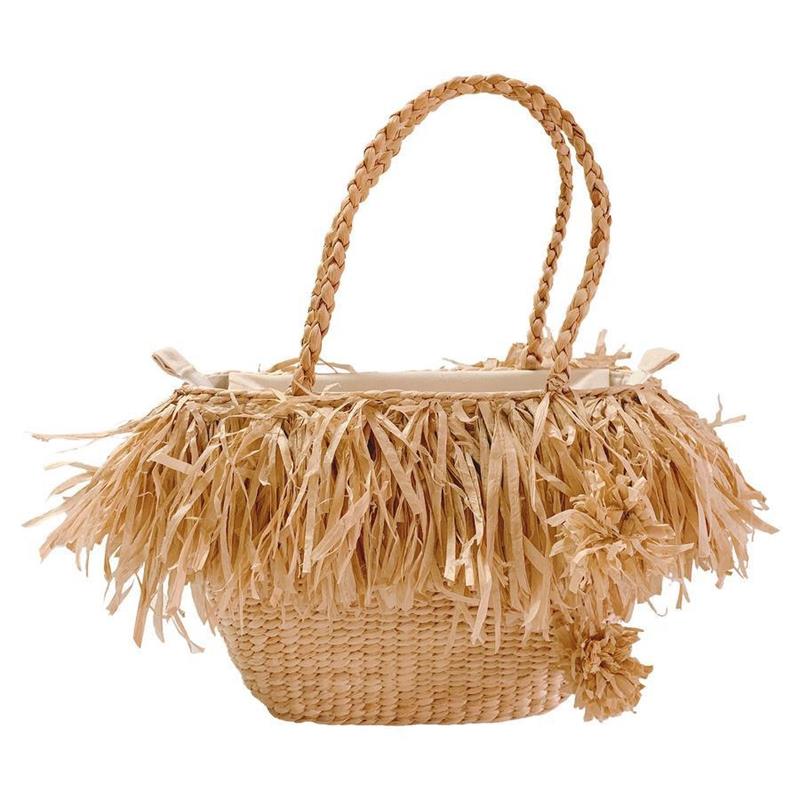 BORSA INTRECCIATA GIACINTO D'ACQUA CON MANICI E FRANGE