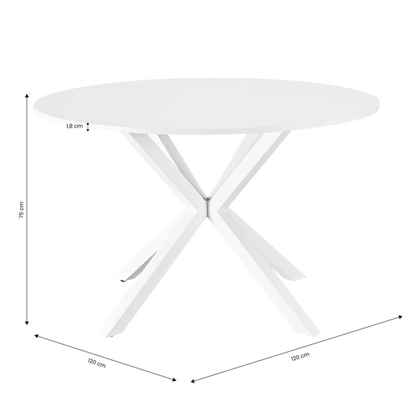GABRY TAVOLO TONDO BIANCO 120X120X75 CM