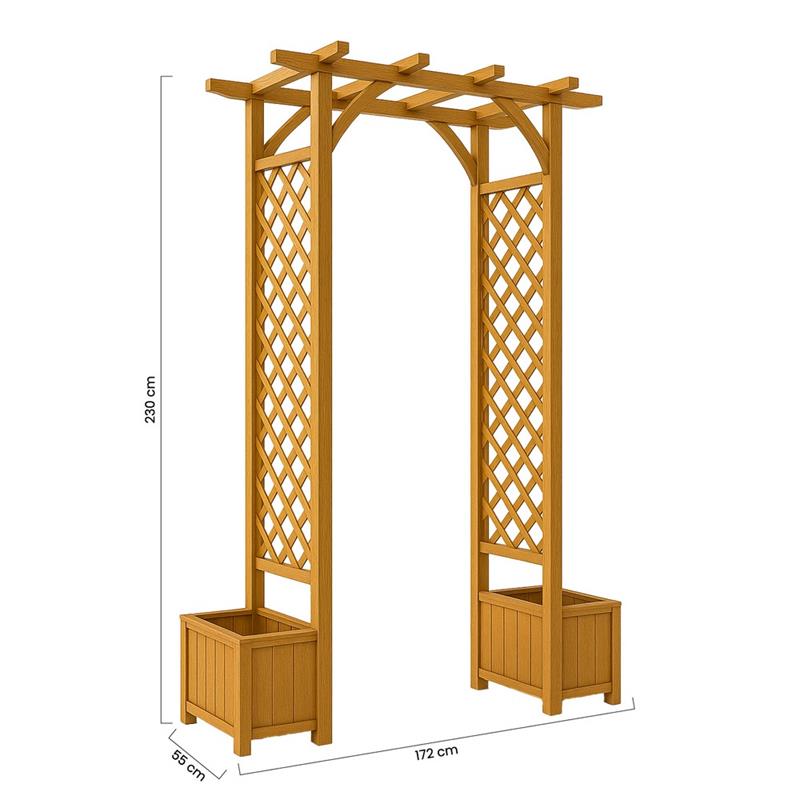 ARCO IN LEGNO CON FIORIERE 172X55X230H CM