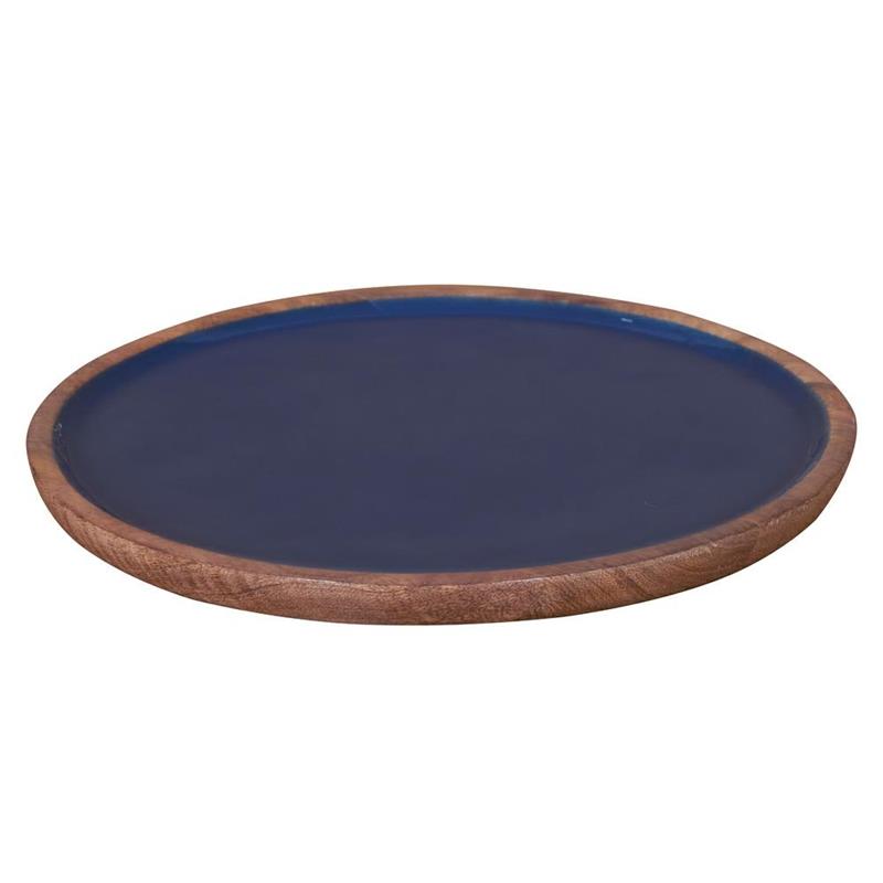 PIATTO IN LEGNO DI MANGO   CON  INTERNO BLU MISURA 25X25X2,5