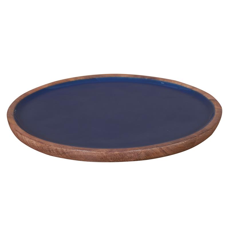 PIATTO IN LEGNO DI MANGO   CON  INTERNO BLU MISURA 25X25X2,5