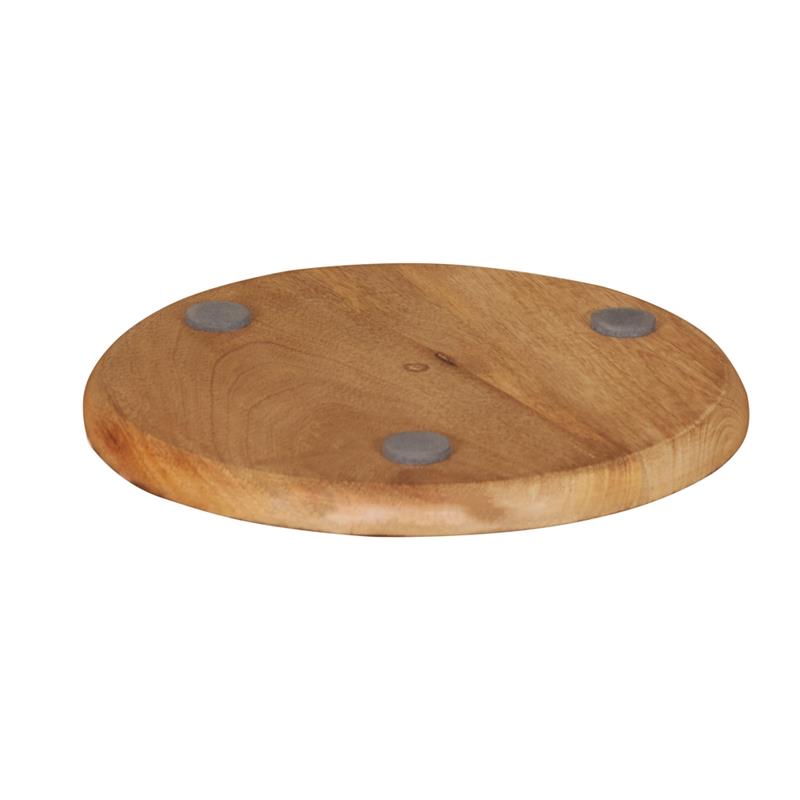 PIATTO IN LEGNO DI MANGO   CON  INTERNO GIALLO CON DECORO A