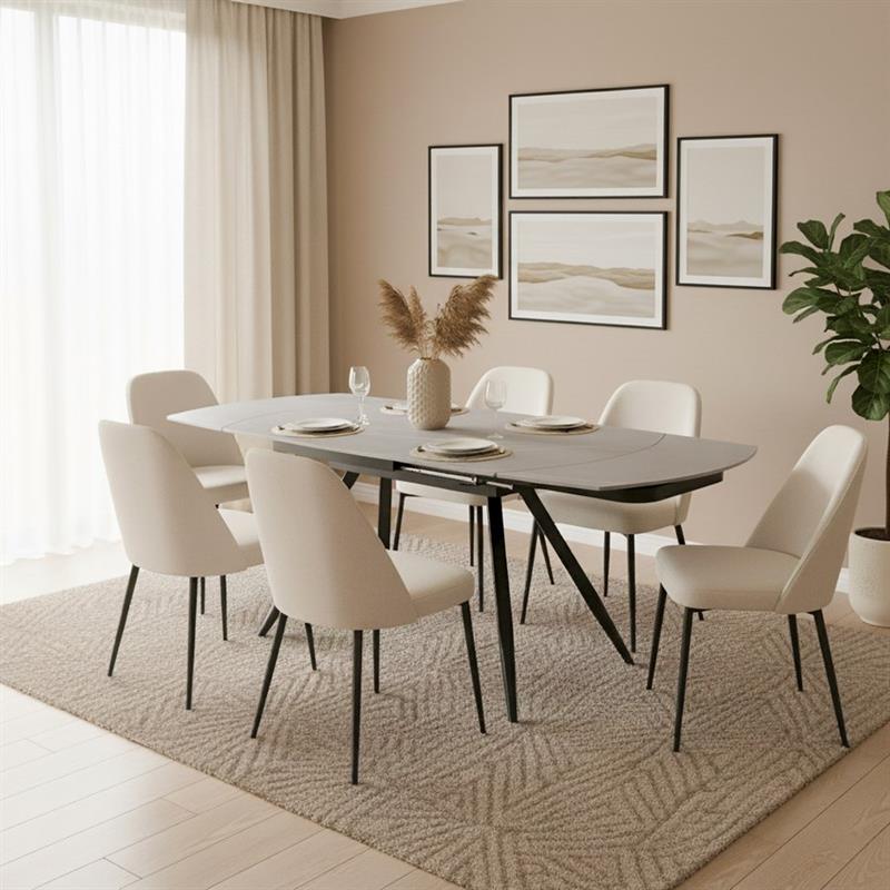 CASSIE TAVOLO EXTEN TOP CERAMICA GRIGIO 120-180X88X76 CM