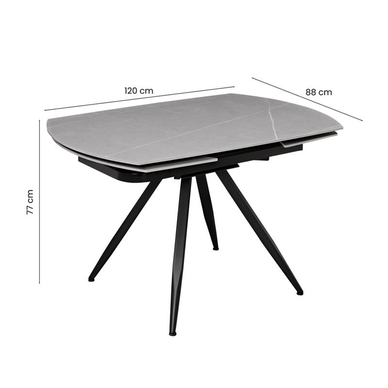 CASSIE TAVOLO EXTEN TOP CERAMICA GRIGIO 120-180X88X76 CM