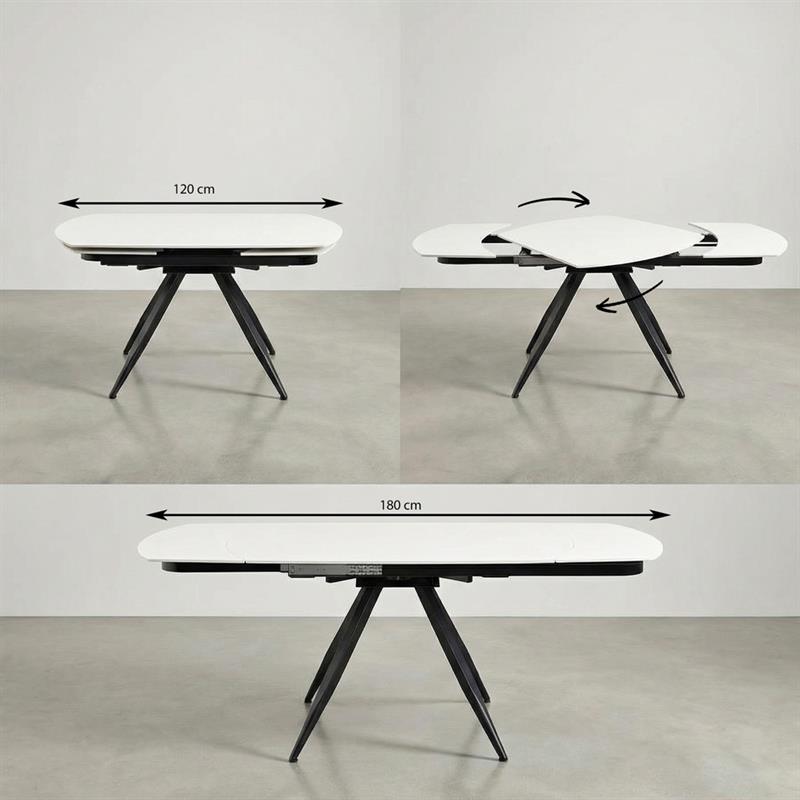 CASSIE TAVOLO EXTEN TOP CERAMICA CREMA 120-180X88X76 CM