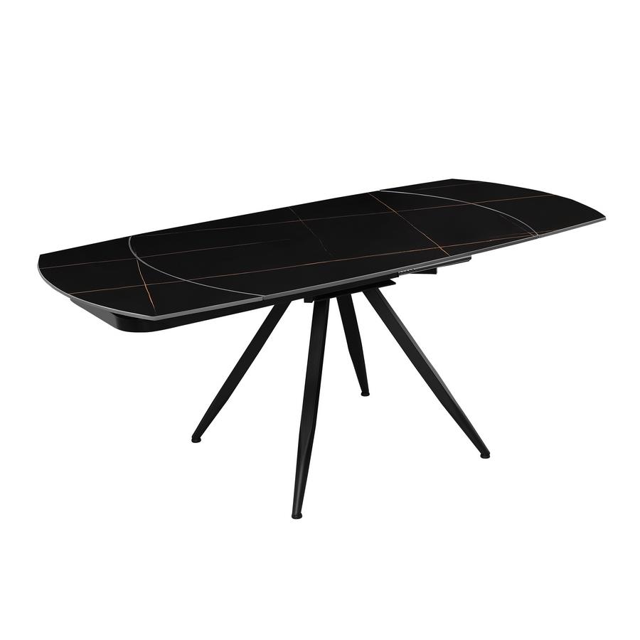CASSIE TAVOLO EXTEN TOP CERAMICA NERO 120-180X88X76 CM
