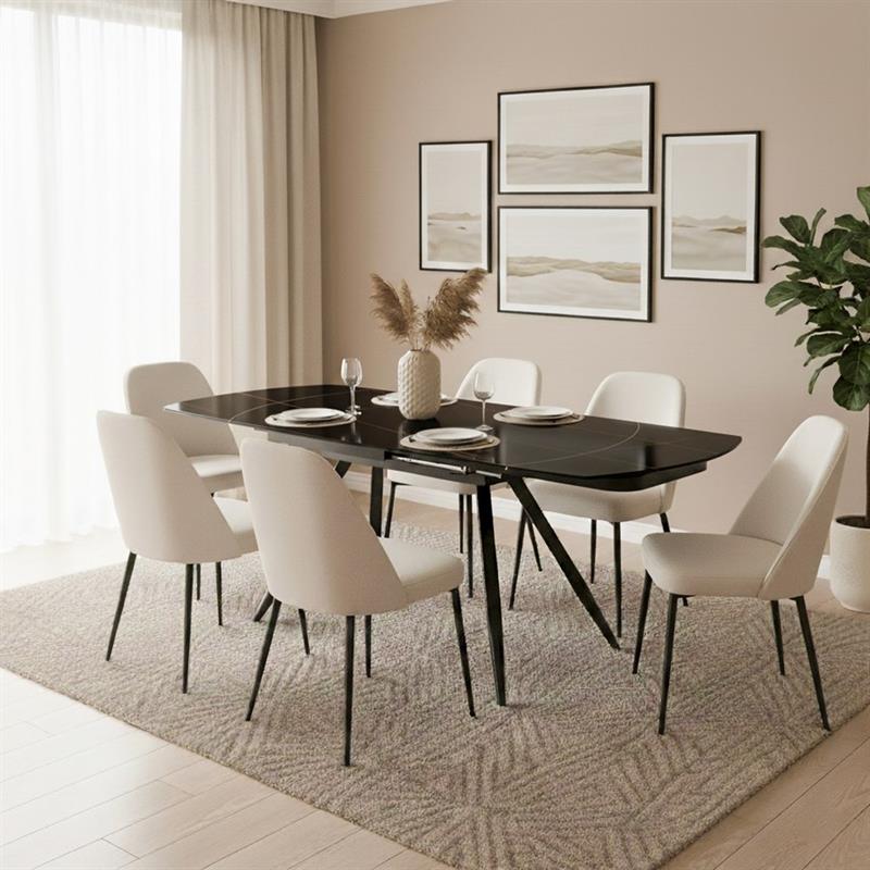 CASSIE TAVOLO EXTEN TOP CERAMICA NERO 120-180X88X76 CM