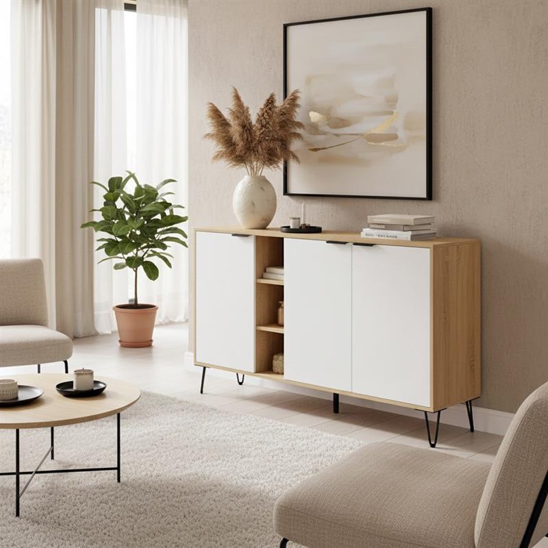 MADRID CREDENZA ROVERE/BIANCO 142X35,6X83 CM