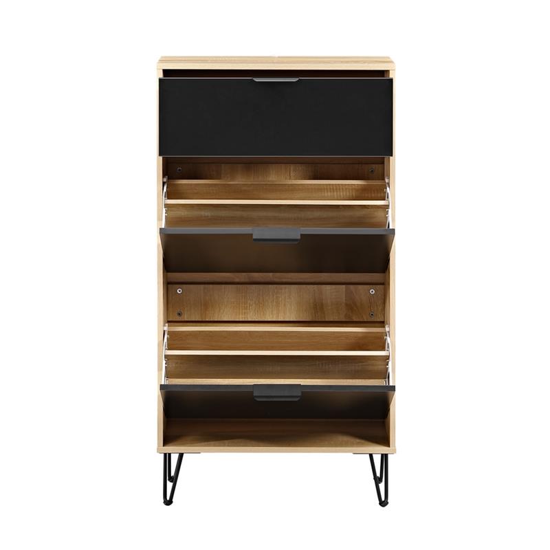 MADRID SCARPIERA ROVERE/NERO 63X26X118 CM