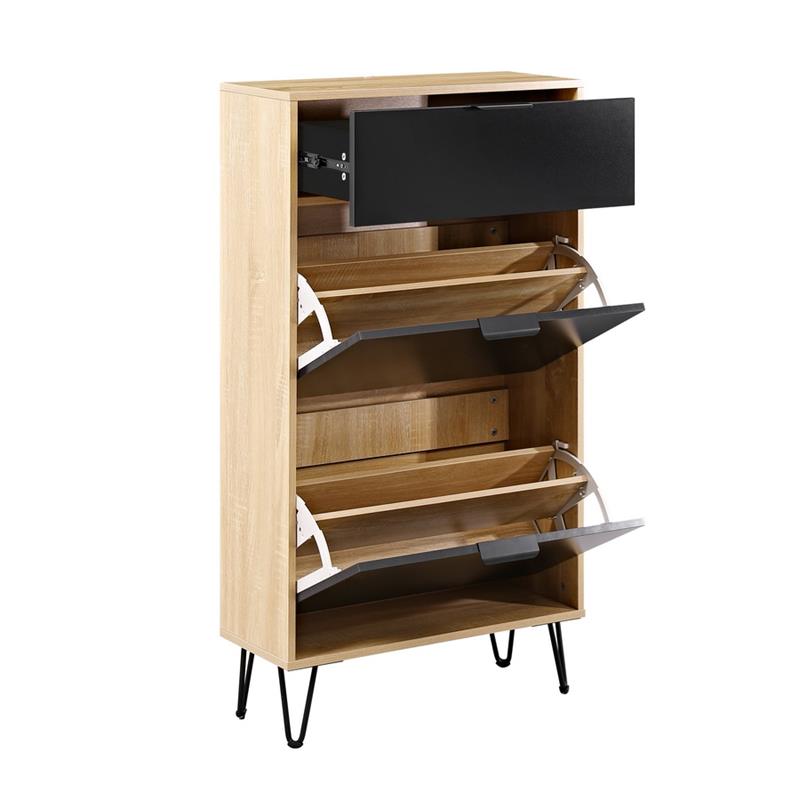 MADRID SCARPIERA ROVERE/NERO 63X26X118 CM