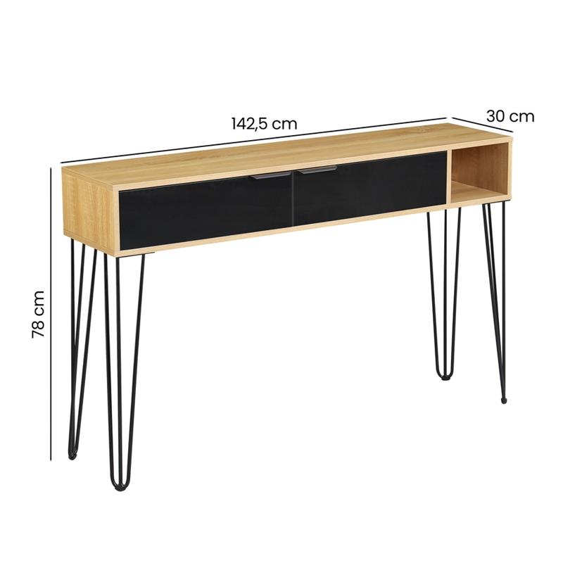 MADRID CONSOLLE ROVERE/NERO 124,5X30X78 CM