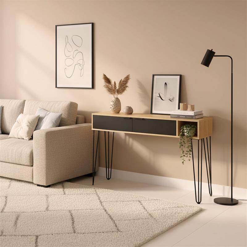 MADRID CONSOLLE ROVERE/NERO 124,5X30X78 CM