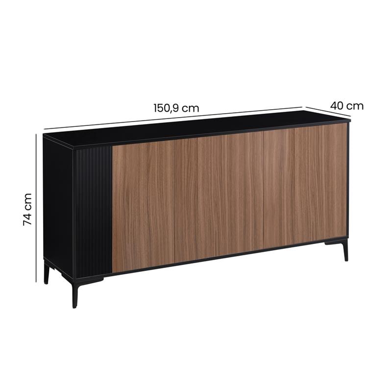 TOLEDO CREDENZA 3 ANTE NOCE/NERO 150,9X40X74 CM