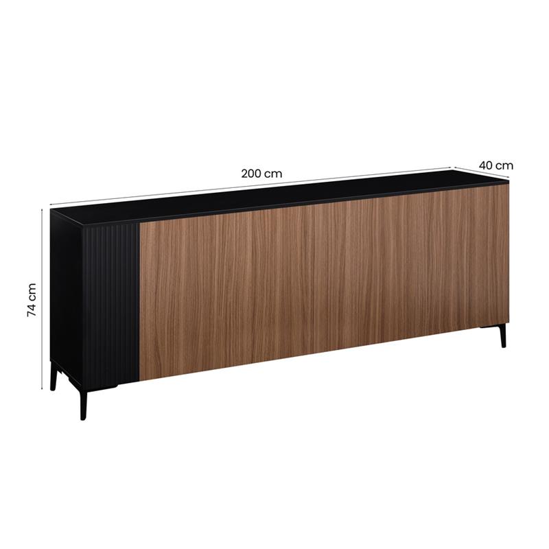 TOLEDO CREDENZA 4 ANTE NOCE/NERO 200X40X74 CM