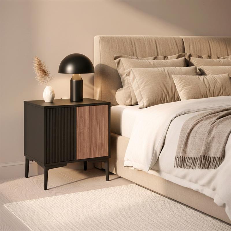 TOLEDO COMODINO NOCE/NERO 44X40X52,5 CM