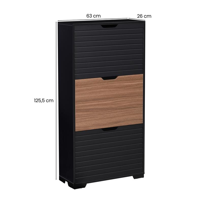 TOLEDO SCARPIERA 3 RIBALTE NOCE/NERO 63X26X125 CM