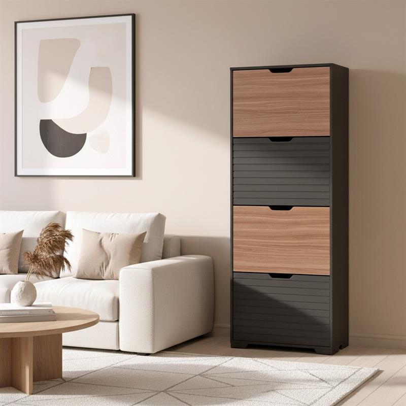 TOLEDO SCARPIERA 4 RIBALTE NOCE/NERO 63X26X125 CM