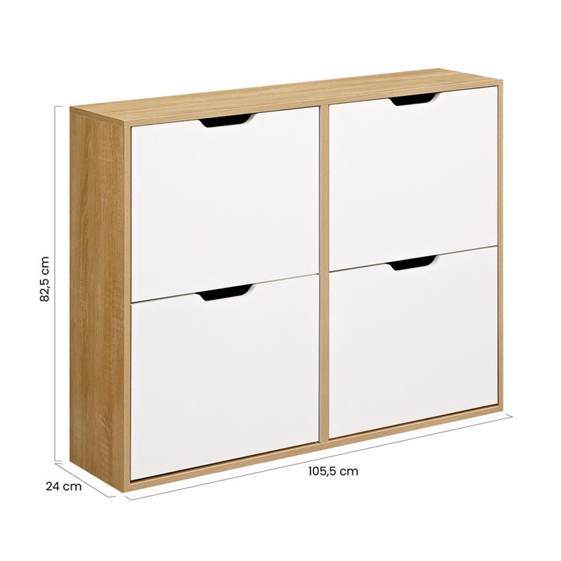 SKY SCARPIERA 4 ANTE ORIZ. BIANCA/ROVERE 105X24X82 CM