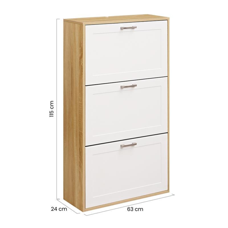 LINEAR SCARPIERA 3 ANTE BIANCA/ROVERE 63X24X115 CM