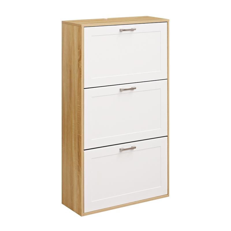 LINEAR SCARPIERA 3 ANTE BIANCA/ROVERE 63X24X115 CM