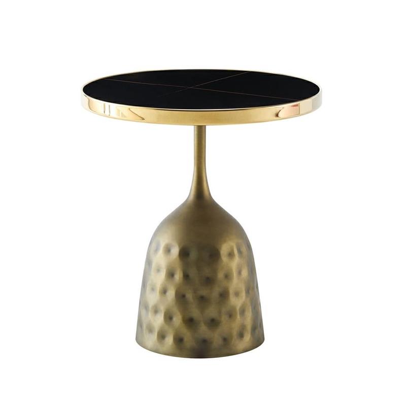 MASON TAVOLINO MARMO NERO BASE RAME 50X50X55 CM