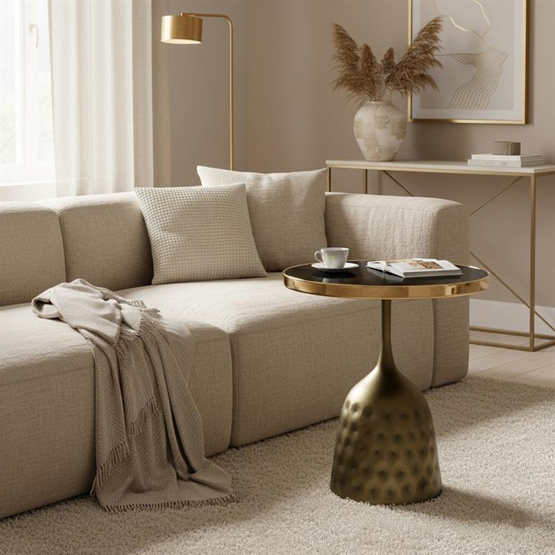 MASON TAVOLINO MARMO NERO BASE RAME 50X50X55 CM