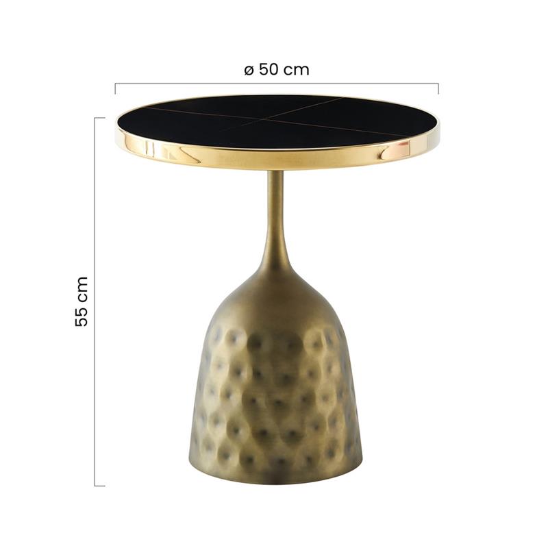 MASON TAVOLINO MARMO NERO BASE RAME 50X50X55 CM