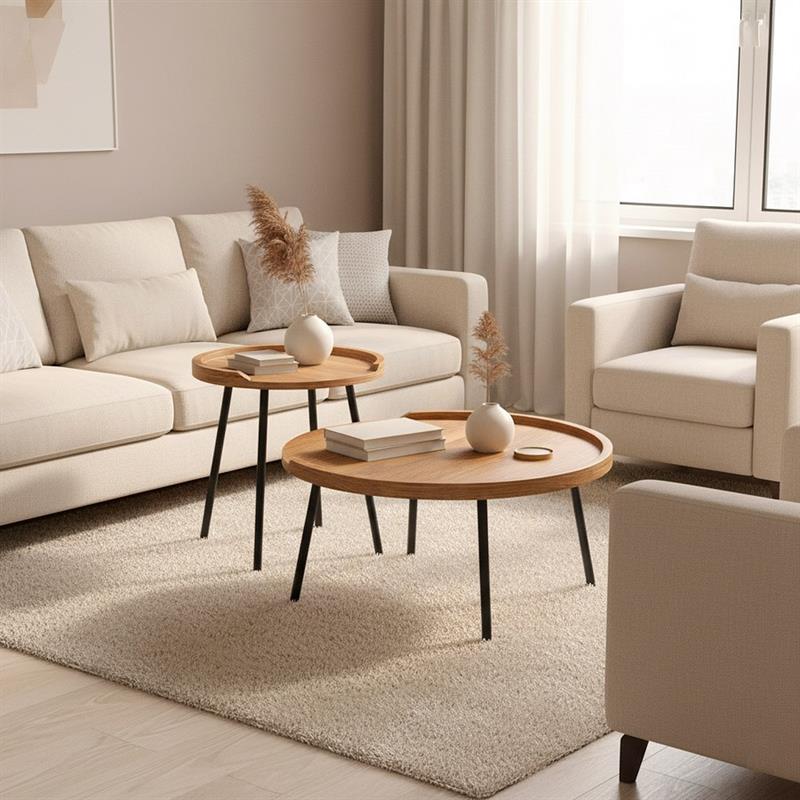 ZACH SET 2 TAVOLINI ROVERE NATURALE