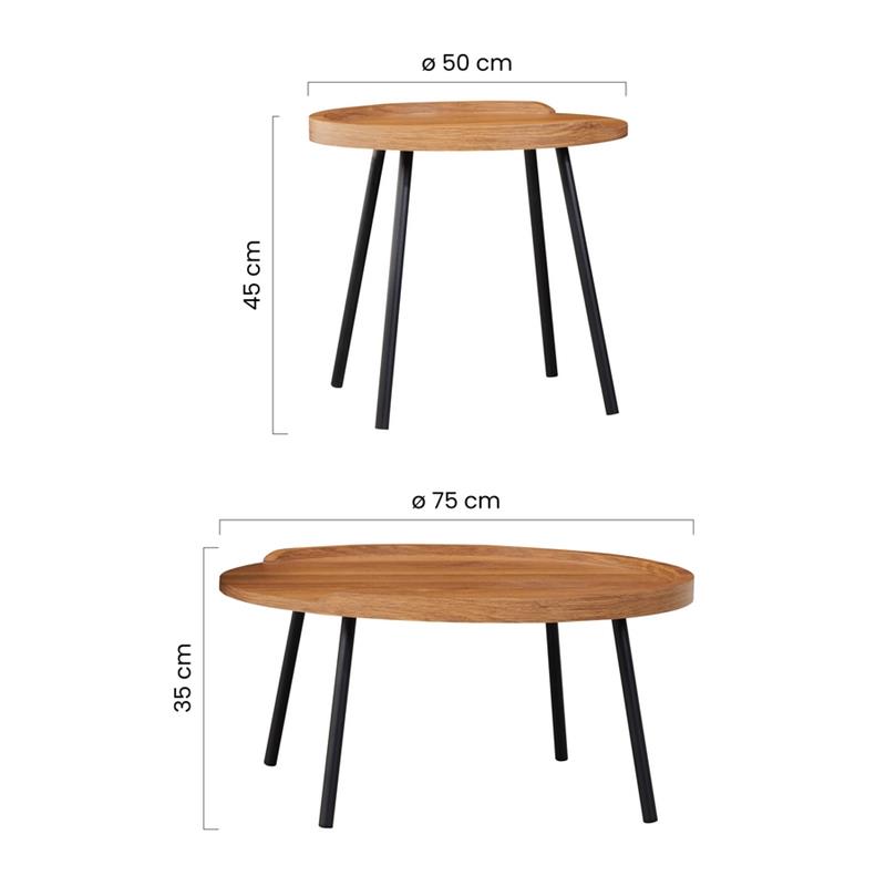 ZACH SET 2 TAVOLINI ROVERE NATURALE