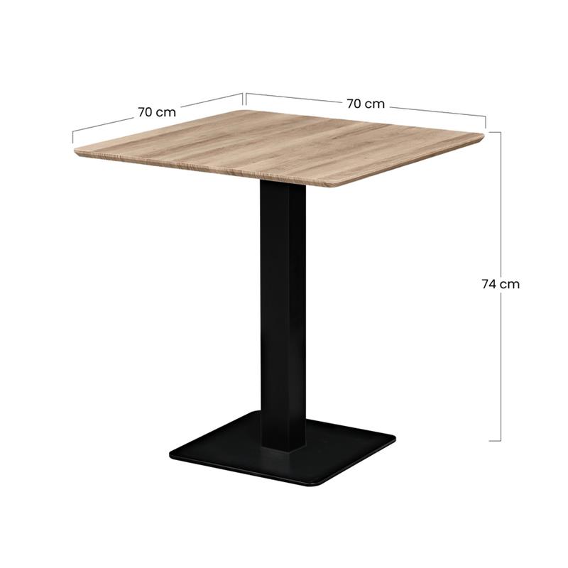 JAGO TAVOLO NERO TOP ROVERE CHIARO 70X70X74 CM