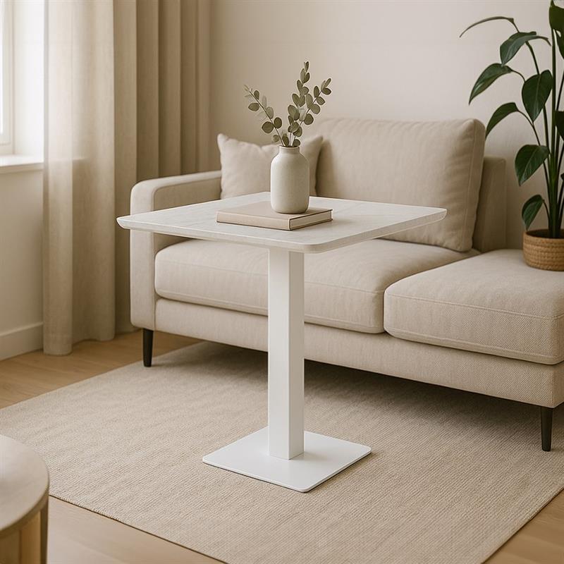 JAGO TAVOLO BIANCO TOP MARMO GRIGIO CHIARO 70X70X74 CM