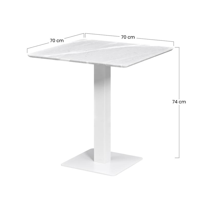 JAGO TAVOLO BIANCO TOP MARMO GRIGIO CHIARO 70X70X74 CM