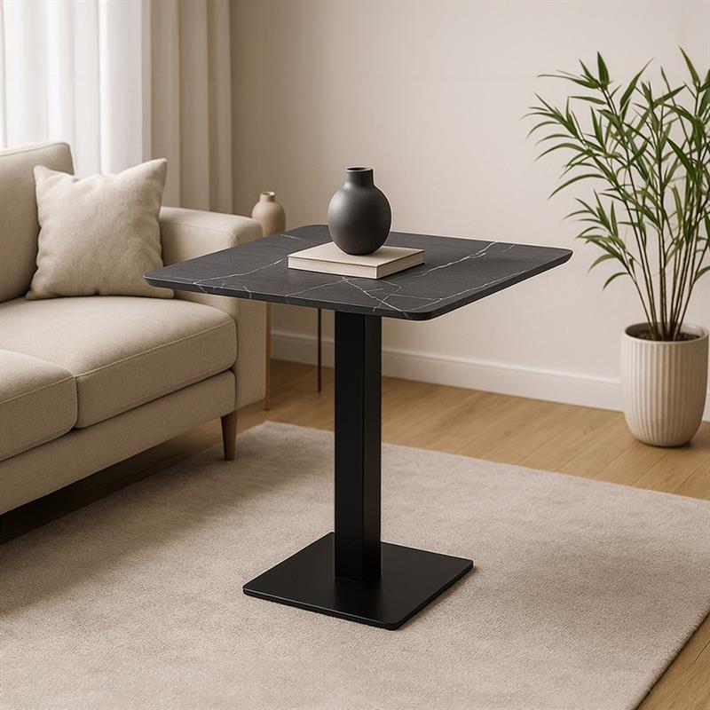 JAGO TAVOLO NERO TOP MARMO GRIGIO SCURO 70X70X74 CM