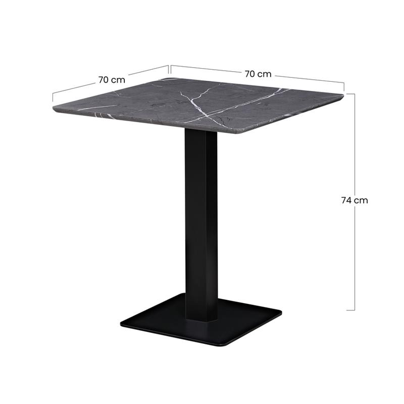 JAGO TAVOLO NERO TOP MARMO GRIGIO SCURO 70X70X74 CM