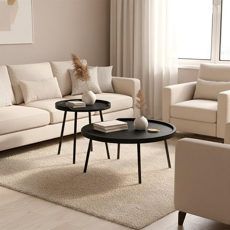 ZACH SET 2 TAVOLINI ROVERE NERO