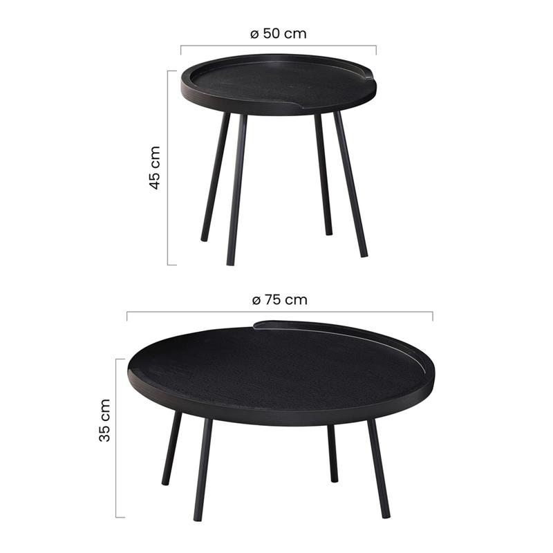 ZACH SET 2 TAVOLINI ROVERE NERO