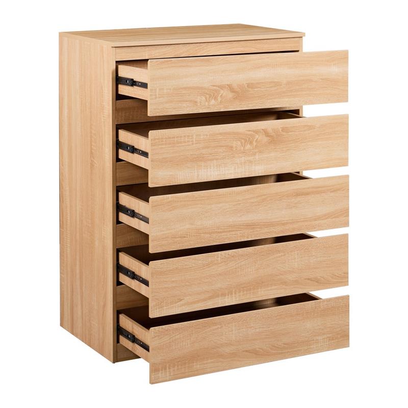 VALE CASSETTIERA 5 CASSETTI ROVERE 76,8X50X113 CM