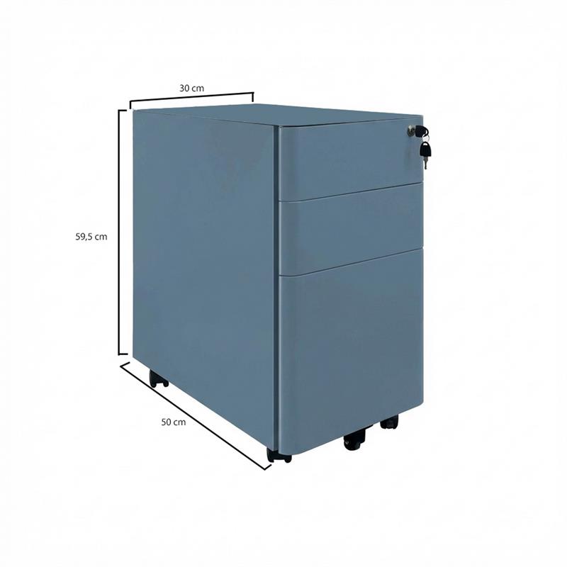 KAY CASSETTIERA METAL CERULEO 3C 30X50X59,5