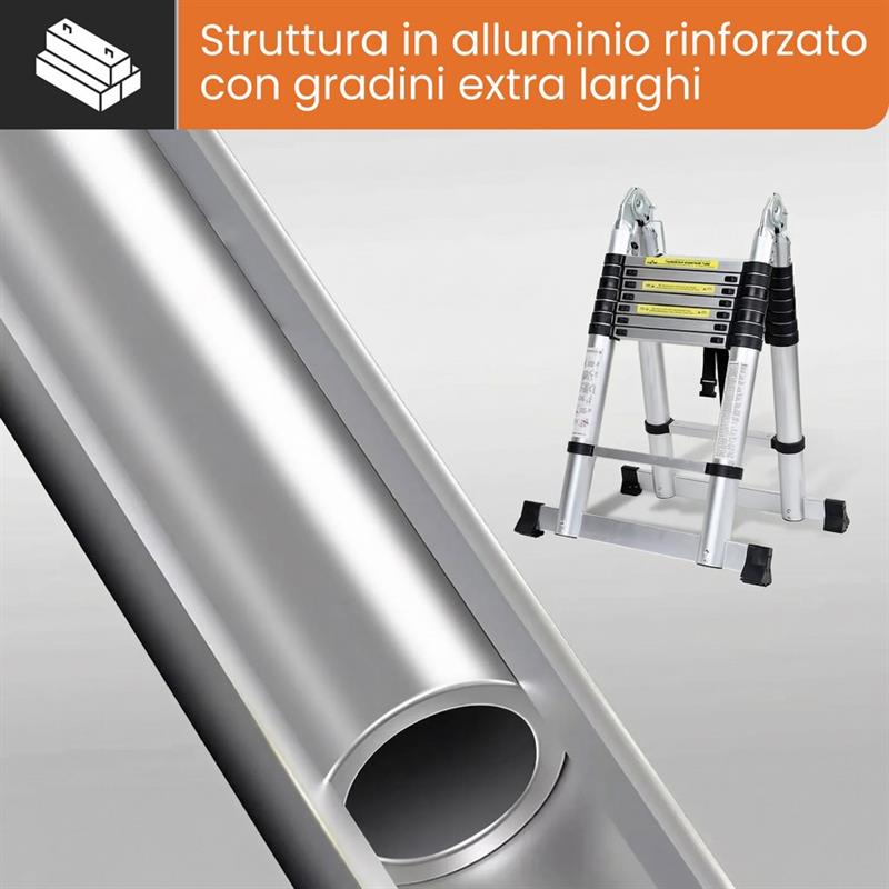 SCALA TELESCOPICA  PIEGHEVOLE ALLUMINIO 5M