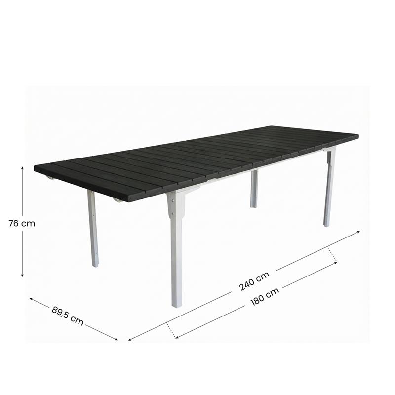 ANDY TAVOLO RESINA GRIGIO EXTEN 180-240X89,5X76