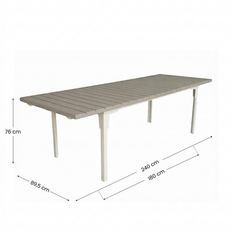 ANDY TAVOLO RESINA TORTORA EXTEN 180-240X89,5X76