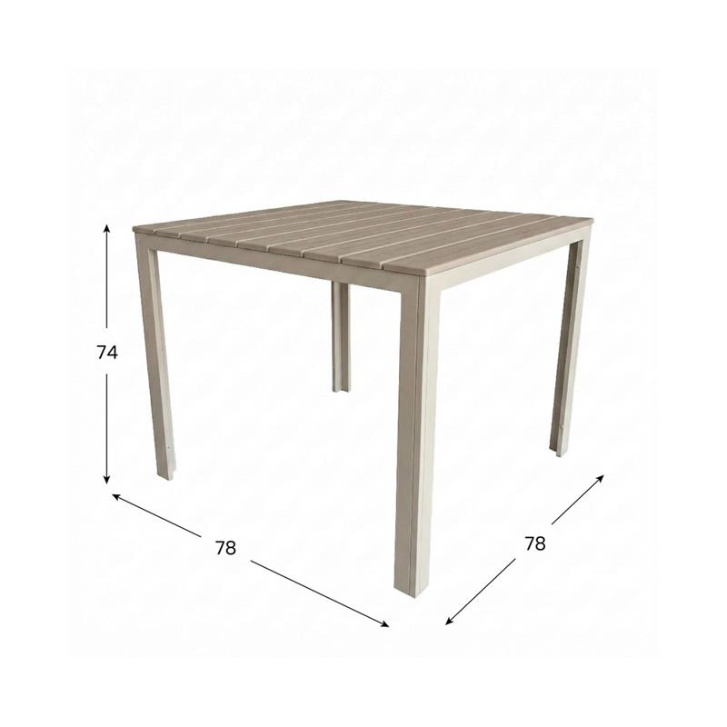Tavolo da giardino quadrato in resina HDPE tortora 78x78x74 -  Andy