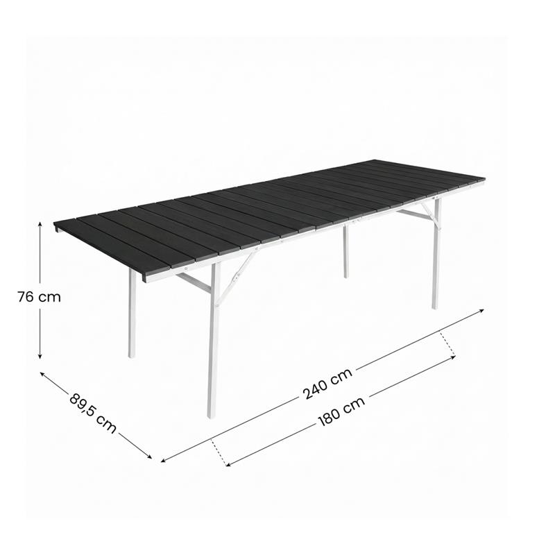 ANDY TAVOLO RESINA GRIGIO PIEG+EXTEN 166-214X78X76